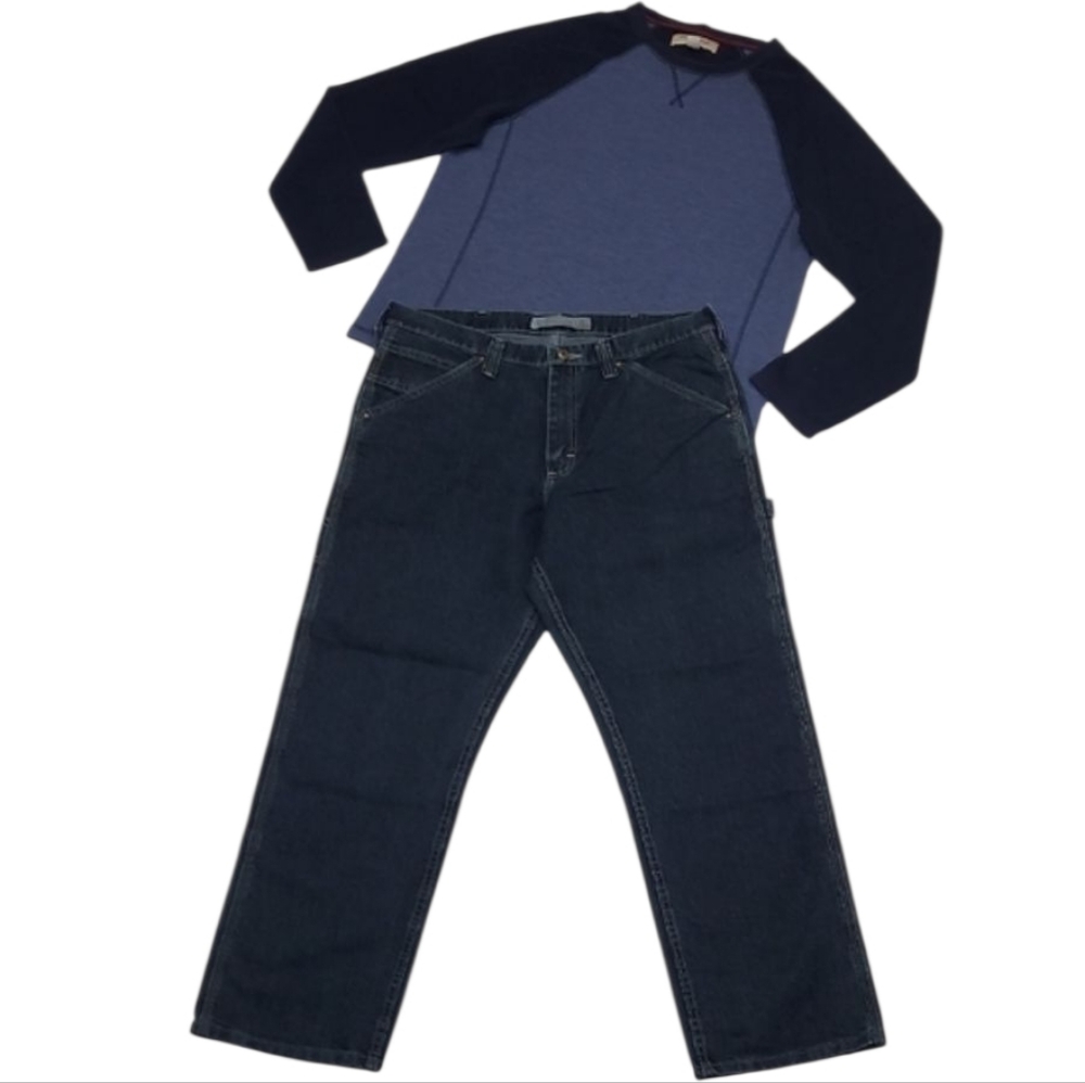 Lee Dungarees Carpenter Jean Relaxed Bootcut Fit Straight Leg Dark Wash Work